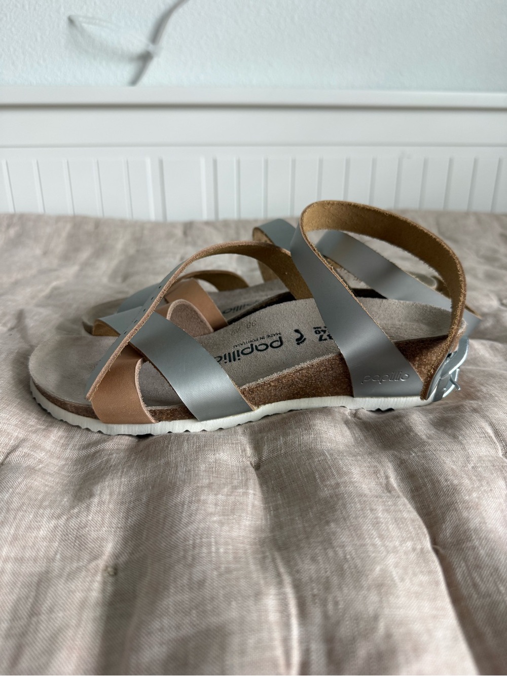 Birkenstock Papillio Lola Metal Silver Wedge Sandals Size 6